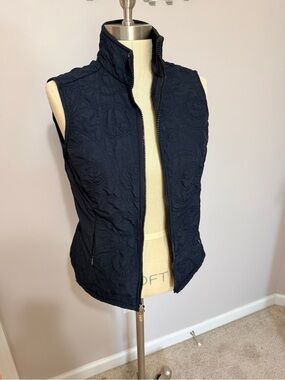 Vintage Lucy Quilted Navy Sleeveless Zip Vest